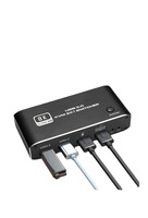 Commutateur KVM Hardrock 8K 2-en-1 avec USB 3.0, prend en charge 8K à 60Hz et 4K à 120Hz, inclut des touches de raccourci, FCC CE