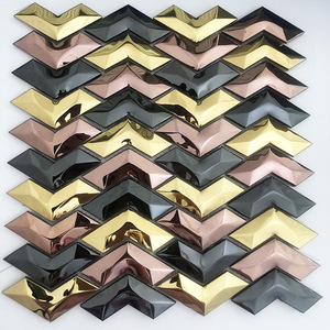 Carreaux muraux modernes 10mm 3D Feuille imprimée en PVC Carreau <span class=keywords><strong>de</strong></span> mosaïque en forme <span class=keywords><strong>de</strong></span> diamant KTV Bar Club TV Mur <span class=keywords><strong>Fond</strong></span> doré - Product Image 5