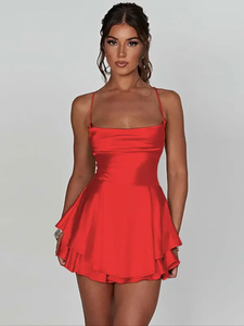 Romper Bandeau de satén a la moda, dobladillo en capas, Mono Blanco, imprescindible para la noche - Product Image 4