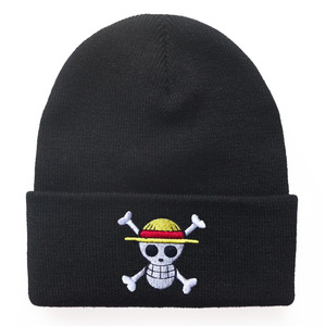 Bonnets en tricot chaud 6 couleurs brodés de haute qualité Anime <span class=keywords><strong>Monkey</strong></span> <span class=keywords><strong>D</strong></span> <span class=keywords><strong>Luffy</strong></span> pour l'extérieur - Product Image 1