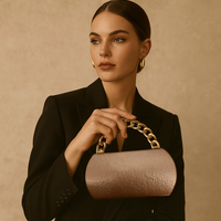 Sac de Soirée de Luxe en Cuir PU de Haute Qualité pour Femme, Motif Géométrique Vintage, avec Chaîne Métallique, Vente en Gros Usine