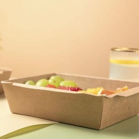 SenAng07 Boîte alimentaire en papier kraft isolé, jetable, écologique, de style moderne, gaufrage mat pour sushi