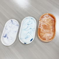 Blanc poli résine marbre salle de bain vanité plateau de luxe ovale servant plateaux de rangement pour la décoration intérieure parfum bijoux commode