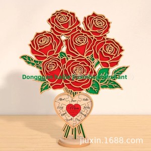 Bouquet <span class=keywords><strong>di</strong></span> Rose in Legno Personalizzato per la Festa della Mamma, San Valentino, Decorazione per Casa <span class=keywords><strong>e</strong></span> Scrivania, Regalo per Coppie - Product Image 5