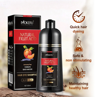 Champú Tinte para el Cabello Negro a Base de Plantas con Ácido de Frutas Naturales 500ml - Cobertura Rápida de Canas en 10 Minutos, Coloración Permanente a Base de Hierbas