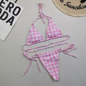 Bikini de Tanga con Estampado Tropical 2025, con Lazos Laterales, Flores de Ganchillo 3D, Personalizable, Talla XL, Shorts de Baño, Servicio OEM, Shorts Triangulares - Product Image 2