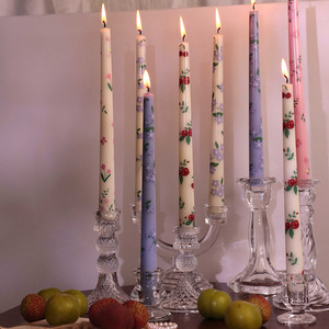 Bougies imprimées à longue tige de 25 cm, style européen romantique, sans fumée, pour mariage, dîner, décoration de maison et fêtes - Product Image 3