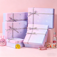 Boîte cadeau de luxe à dégradé d'étoiles avec nœud en ruban pour anniversaire, mariage, surprise, emballage pour elle ou lui