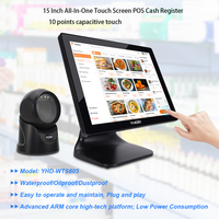 Caisse enregistreuse électronique à écran tactile de 15 pouces, système double Windows Android, machine POS, Wi-Fi intégré et Bluetooth en option