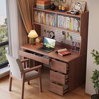 Bureau d'étude ergonomique en bois robuste et moderne, ensemble de bureau réglable en hauteur avec étagère et chaise, assemblé, pour chambre à coucher, écologique