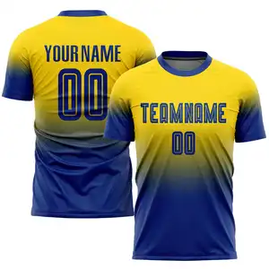 Sublimation Gold Royal Fade Fashion Soccer Uniform Jerseys Drop Shipping Sports Jerseys Shirt Soccer Uniform For Team And Club