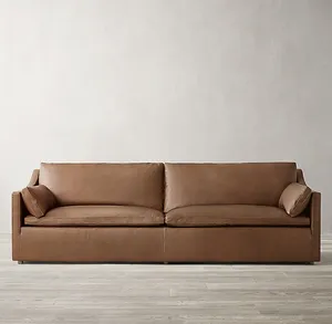 Novo estilo americano sala de estar móveis 3 lugares, vintage loveseat sofá de couro falso