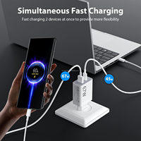 Enchufe DE LA UE portátil USB A y Tipo C 67W Cargador súper rápido con cable tipo C 6A para Redmi Xiaomi USB C PD Carga de teléfono celular
