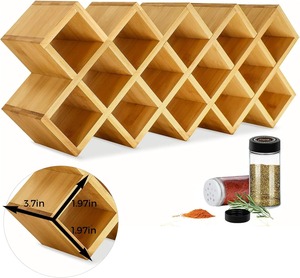 Organizzatore per Spezie in Bambù a 4 Ripiani, Portaoggetti da Bancone Incrociato, Organizzatore Multifunzionale per Armadietti da <span class=keywords><strong>Cucina</strong></span> - Product Image 5