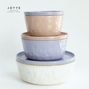 JOYYE 7 pollici 8 pollici ciotole per zuppa cinesi in ceramica bianca grande insalatiera in gres con coperchio - Product Image 4