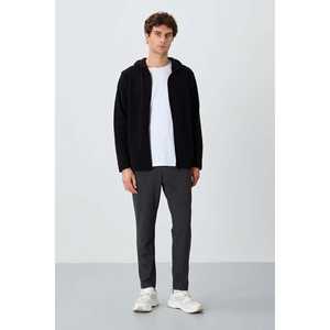 Pantalon de survêtement pour homme Anthracite mélangé texturé, coupe standard, taille élastique, tissu respirant décontracté - Product Image 4