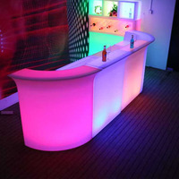 Comptoir de bar portable lumineux à LED moderne pour bar à domicile, salle de sport, café, restaurant, boîte de nuit, événementiel, location de mobilier