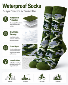 Chaussettes de sport pour hommes, imperméables, respirantes, 3 couches, camouflage, tricotées, pour activités de plein air, logo personnalisé - Product Image 3