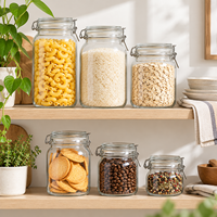 Koleksi Stoples Organizer Dapur Kaca 500ml hingga 3000ml dengan Tutup Jepit untuk Pasta, Nasi, Kopi, Kue Kering, Rempah-rempah