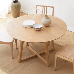 Fabricant professionnel Ensemble de table à manger en bois de teck Ensemble de café rond en bois rustique pour restaurant - Product Image 5