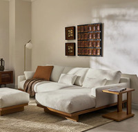Canapé modulaire en forme de L de style japonais FERLY, 2 pièces, canapé en tissu de lin de luxe, personnalisable, haut de gamme, salon de villa