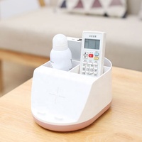 Support de charge sans fil multifonctionnel 10W tendance avec 2 ports USB et boîte de rangement de bureau pour accessoires d'appareil photo et de téléphone
