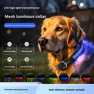 <span class=keywords><strong>Collar</strong></span> de Nailon LED para Perro con Carga Tipo-C, Características Reflectantes y Luminosas, y Patrón Monocromático para Paseos Nocturnos - Product Image 5