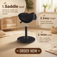 Fauteuil de barbier moderne RZS à roulettes avec siège en mousse injectée PU et roues pivotantes réglables (Noir) pour salle de nettoyage ou laboratoire