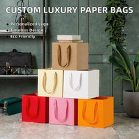 Nouveauté 2026 : Sacs en papier d'art de luxe personnalisés pour vente en gros, emballage pour chaussettes en fourrure, recyclables, rectangulaires, avec poignées torsadées, imprimés flexo