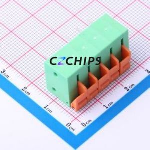 DB142R-5.08-5P-GN Spring Terminal Block Bent Lead Through Hole,P=5.08mm Connector 1x5P 5.08mm Green 5P - Product Image 2