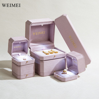 WEIMEI benutzer definierte Achteck Mikro faser lila Ring Halskette Anhänger LED Schmuck verpackung Box