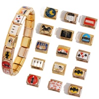 Bracelet modulaire italien Muses Jewels en acier inoxydable, bracelet élastique créatif, blocs à assembler, bracelet imprimé au design créatif