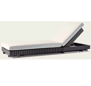 <span class=keywords><strong>Tumbona</strong></span> Moderna de Aluminio Negro con Ruedas, <span class=keywords><strong>Tumbona</strong></span> de Playa para Exteriores para Uso en Hoteles - Product Image 2