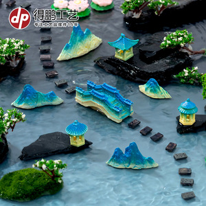 Pabellones y rocallas de resina de estilo chino en miniatura para decoración de acuarios y jardines. - Product Image 4