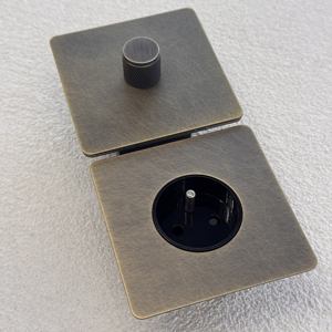 Interruptor Dimmer 86 250v Retro Villa Home Hotel Parede Verde Bronze Quadro de Aço Inoxidável Padrão Duplo 16A Tomada Francês Europeu - Product Image 4