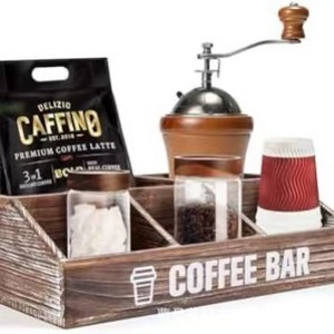 Caja de almacenamiento de vasos de papel de madera, organizador de bolsitas de té para escritorio, estante divisor para cápsulas de café - Product Image 4
