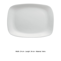 Plateau de service rectangulaire Parma 24 × 34 cm en verre blanc Bormioli Rocco