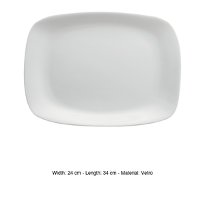 Parma Rectangular Serving Platter 24 × 34 cm White Glass Bormioli Rocco - Product Image 3