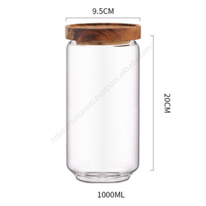 Vente en gros de boîtes de conserve en verre CL512 pour lait en poudre, thé, café, avec couvercle en bois d'acacia - Product Image 5