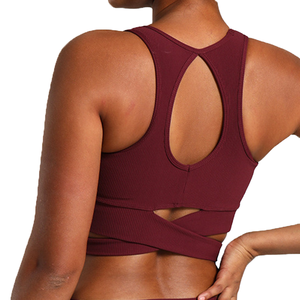 Women's Yoga <b>Running</b> Sports Bra Breathable Simple Design Spandex/Nylon Removable Chest <b>Pad</b> Medium Support Four-Way Stretch - Product Image 2