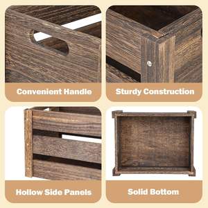 Kotak kayu besar peti kayu untuk penyimpanan Rustic buatan tangan dengan pegangan kayu tahan lama untuk Display - Product Image 3