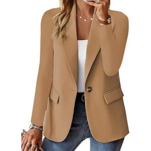 Blazers décontractés et formels OEM ODM pour femme, coupe ajustée, couleur unie, vêtements d'extérieur d'automne, vestes à manches longues, manteaux, costumes de travail tricotés sur mesure pour le bureau - Product Image 4