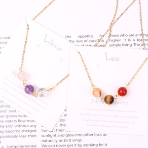 Venta caliente Kindfull Natural Lucky Gemstone Cornalina Rosa Cuarzo Cristal Zodiaco Collar Conjunto <span class=keywords><strong>para</strong></span> regalo curativo - Product Image 4