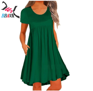 2025 New Arrival Women's Clothing <b>Plus</b> <b>Size</b> Casual Short Sleeve Dresses With O-neck Solid Pattern Fashion - Product Image 5