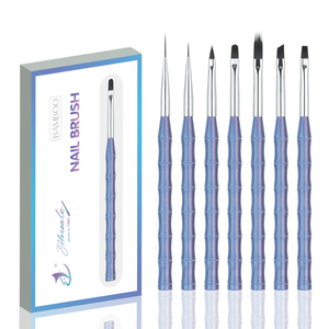 Nouvel ensemble de 7 pinceaux de <span class=keywords><strong>d</strong></span>écoration pour ongles en acrylique, design <span class=keywords><strong>forme</strong></span> bambou, pour gel UV, peinture et dessin - Product Image 1