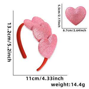 Serre-tête de luxe en forme de cœur rose scintillant pour la Saint-Valentin, décoration de mariage, nœud rond, accessoire pour les oreilles, vente en gros - Product Image 6