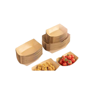 Bandeja de papel de grado alimenticio con logotipo personalizado contenedor de comida plato de papel marrón - Product Image 2