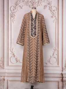 Nuevo Vestido Abaya Largo de Poliéster para Mujer, Estilo Árabe, Dubai, Arabia Saudita, Oriente Medio, con Malla y Lentejuelas Bordadas, <span class=keywords><strong>Ropa</strong></span> Musulmana - Product Image 4