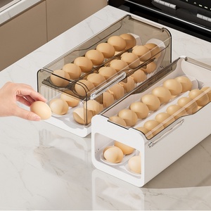 Automatischer Rollender PET Transparenter Umweltfreundlicher Moderner Kühlschrank-Eierorganizer 28 Eier Halter Platzsparender Spender mit <span class=keywords><strong>Zeitskala</strong></span> - Product Image 3