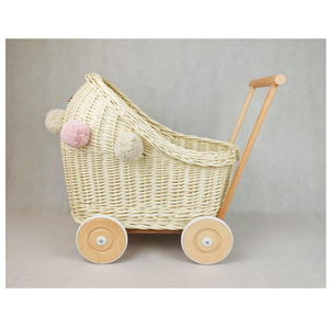 Wholesales Home Decor Natural Rattan <b>Trolley</b> for <b>Toy</b> Baby Doll Carriage Rattan Stroller From Vietnam - Product Image 5